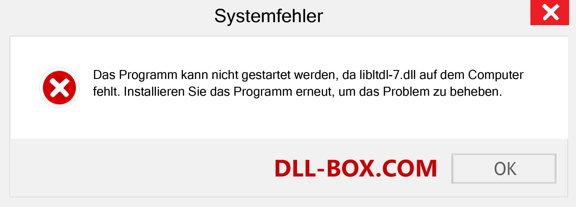 libltdl-7.dll-Datei fehlt?. Download für Windows 7, 8, 10 - Fix libltdl-7 dll Missing Error unter Windows, Fotos, Bildern