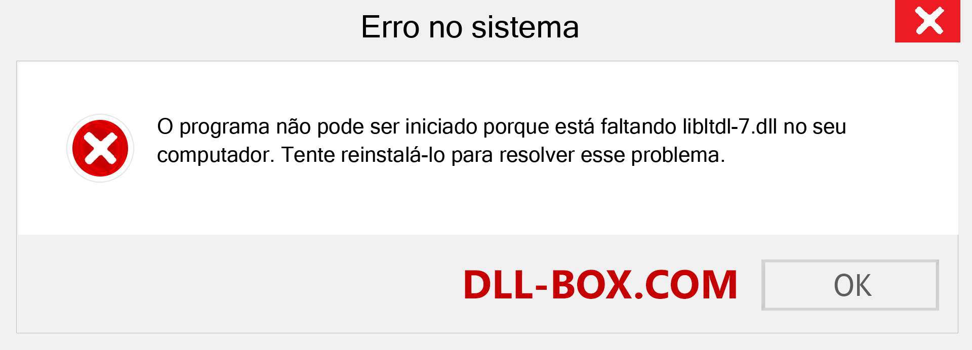 Arquivo libltdl-7.dll ausente ?. Download para Windows 7, 8, 10 - Correção de erro ausente libltdl-7 dll no Windows, fotos, imagens