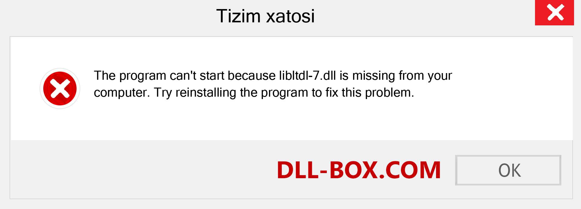 libltdl-7.dll fayli yo'qolganmi?. Windows 7, 8, 10 uchun yuklab olish - Windowsda libltdl-7 dll etishmayotgan xatoni tuzating, rasmlar, rasmlar